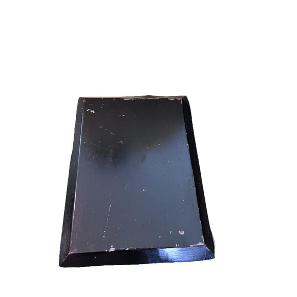 Vintage Black Metal Toleware Tray Hand Painted Gold Floral Dogwood Cottagecore - Picture 7 of 7